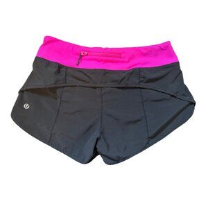 Lululemon Run: Speed Short | Black & Hot Pink | 2.5” Inseam